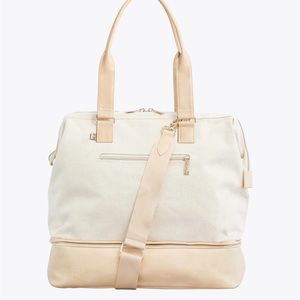 Beis Convertible Mini Weekender in Beige/White (used once)